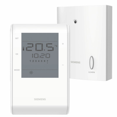 Thermostat d?ambiance programmable radio - écran LCD - kit RF - SIEMENS : RDE50.1RF/SET