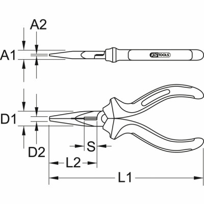 Pince à becs demi-ronde KS, à poignées bi-composants longueur 165 mm - KS TOOLS : 115.1023