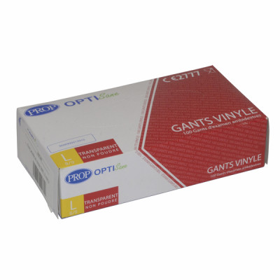 Gant jetable en vinyle T8/9 - L non poudré