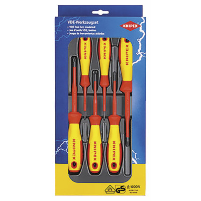Jeu de 6 tournevis plat/PHILLIPS voltage 1000V - KNIPEX : 00 20 12 V01