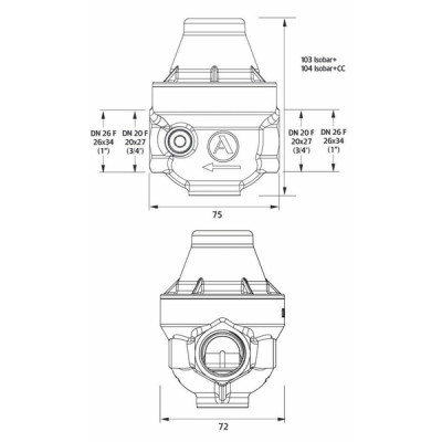 Réducteur ISOBAR FF3/4" capot laiton ISO20F  - ITRON : ISO20FMG