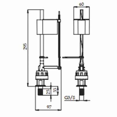Robinet flotteur compact M3/8" bas raccord laiton non NF - ROI : 01918