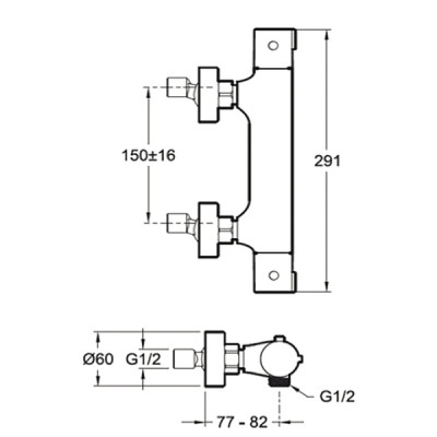 Mitigeur douche thermostatique NF ECAU - MAMMOLITI : F260016