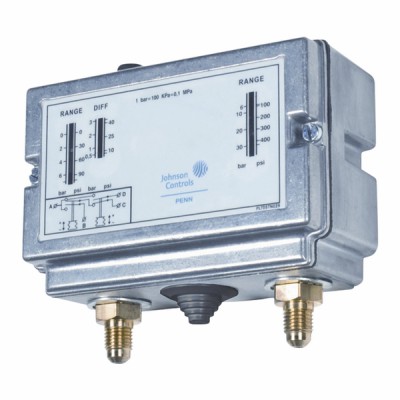 Dual pressure switch, high pressure 2-stage PED STY5 SPDT contact - JOHNSON CONTROLS : P78PLM-9350
