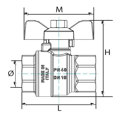 Ball valve FF butterfly handle 1"- DIFF - 110026