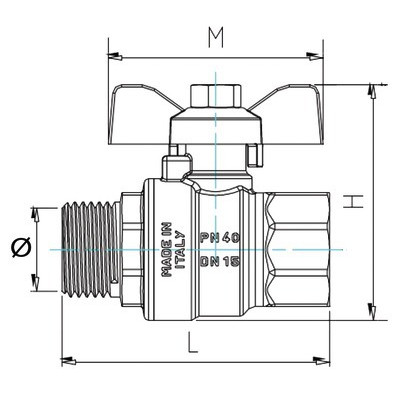 Válvula de bola MH mango mariposa 3/8"- DIFF - 110035