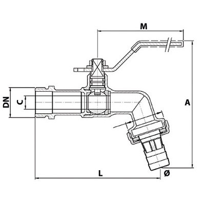 Válvula de carga esférica conexión a la punta 1/2" 3/4"- DIFF - 110136