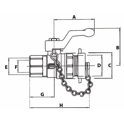 Robinet MM 1/2'' avec clé carré et bouchon 3/4"- EFFEBI - 2157N404