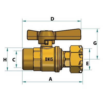 Robinet d'arrêt compteur droit F1/2''xFT- DIFF - 110162