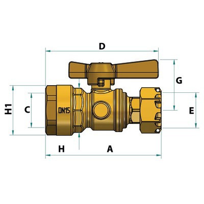 Válvula de corte antes / después del contador para tubo pe 3/4"- DIFF - 110165