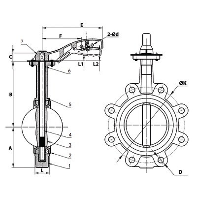 Lug butterfly valve D200- DIFF - 110180