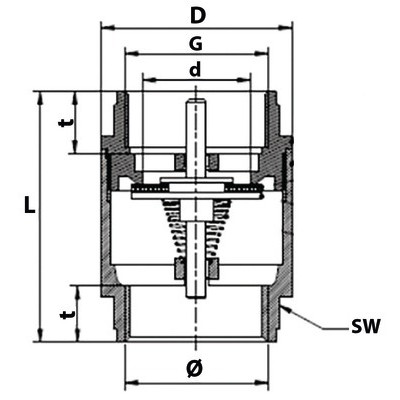Brass all-position non-return valve brass valve 1- DIFF - 110246
