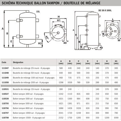 Acumulador 800l 8 tomas de suelo- DIFF - 110796