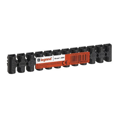 Screw terminal block NYLBLOC - 6 mm² - 41 A - 12 terminal - black- DIFF - 111762