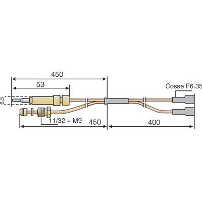 Termopar específico Ref 62109003- DIFF pour De Dietrich Chappée - SRN527606