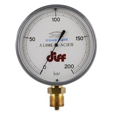 Manómetro redondo 0 a 200 bar Ø110mm M1/2"- DIFF - 606118