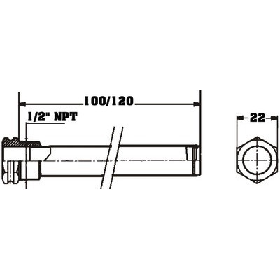 Sensor pocket for immersion aquastat length 120 mm- DIFF - 703494