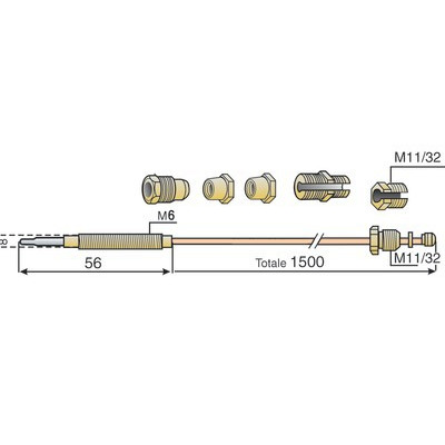 Termopar 7 racores grande cocina lg 1500mm- DIFF - 704471