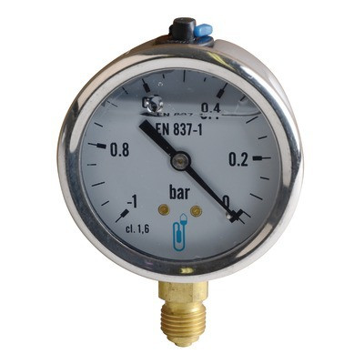 Vacuomètre inox, glycérine Ø63mm, -1/0ba- DIFF - 902424