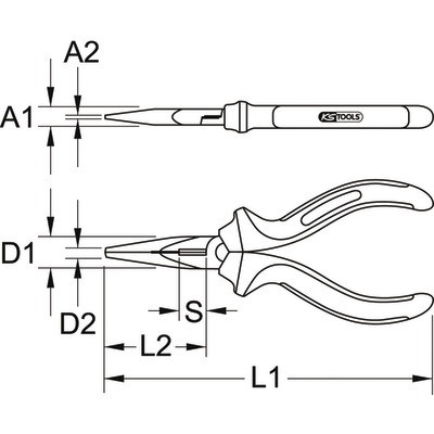 Pince à becs demi-ronde KS, à poignées bi-composants longueur 165 mm- KS TOOLS - 115.1023