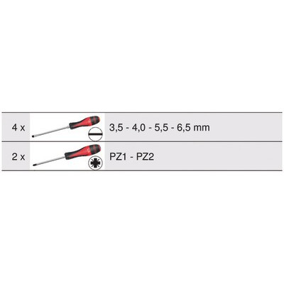 Jeu de 6 tournevis ULTIMATE, Fente - PZ- KS TOOLS - 922.6040
