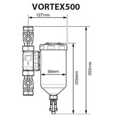 Vortex500 filter 1"- SENTINEL - ELIMV500-GRP1M-EXP