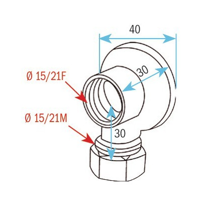 Applique murale F1/2" collet battu 14mm- DIFF - 99107