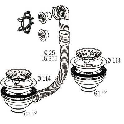 El desagüe del fregadero cesta 2 tanques- NICOLL - 0204168