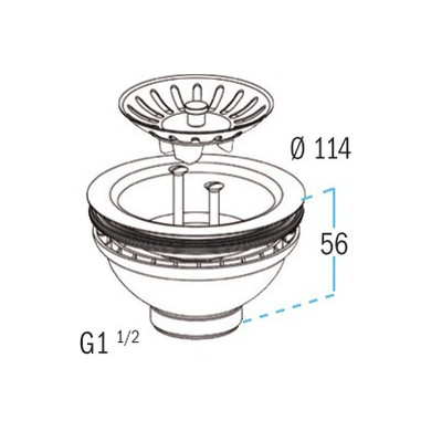 Sink waste plug with basket, no overflow pipe- NICOLL - 0204122