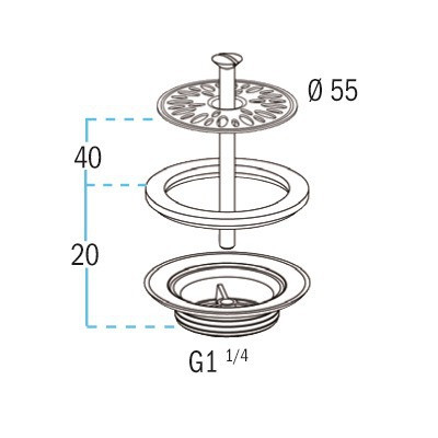 Brass drained waste plug L2262- NICOLL - 0501026