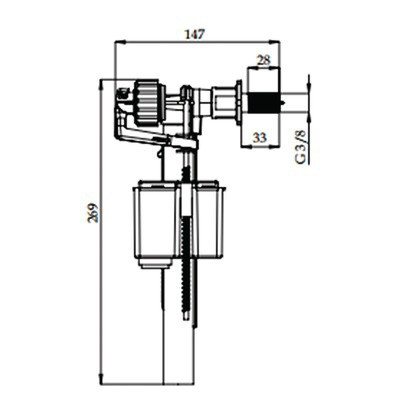 Robinet flotteur compact M3/8" latéral  NF- ROI - 98940
