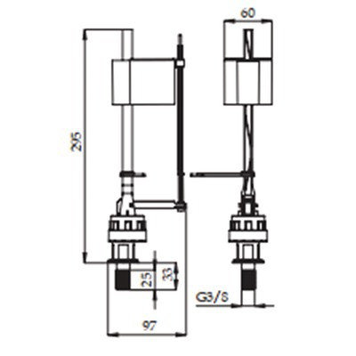 Robinet flotteur compact M3/8" bas raccord laiton non NF- ROI - 98941
