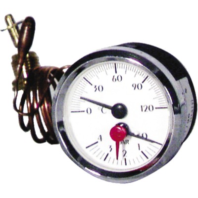 Runder Druckmesser 0 bis 120°C - 0 bis 6 bar Durchmesser 58mm Lg. 1500 - DIFF
