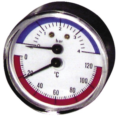 Runder Druckmesser 0 bis 120°C - 0 bis 4 bar Durchmesser 63mm - DIFF