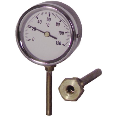 Runder radialer Tauchthermometer 0 bis 120°C Durchmesser 80mm Tauchtiefe 40 - DIFF