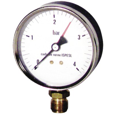 Druckmesser Wasser und Luft 0 bis 4 bar Durchmesser 80mm M3/8" - DIFF