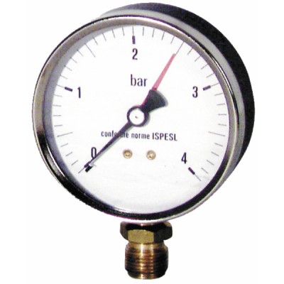 Water steam manometer  0 4 bars ø100mm m1/2" - DIFF
