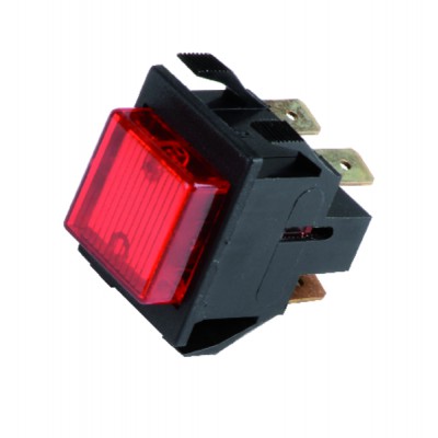 Interruptor con pulsador negro/luminoso rojo - C20.09902