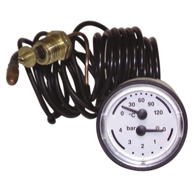 Manothermometer rund - 0 bis 120°C - 0 bis 4 bars Ø 43mm - DIFF für Bosch: 606021