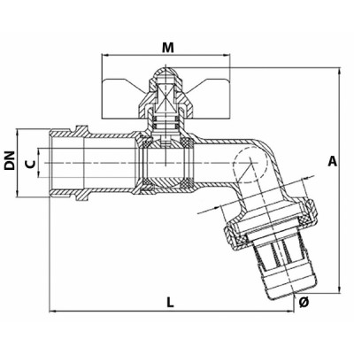 Válvula de carga BS conexión nariz empuñadura mariposa 1/2" 3/4" - DIFF