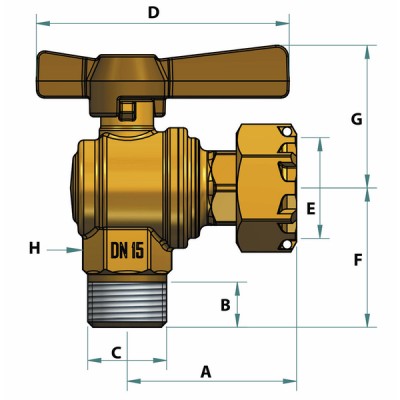 Water meter isolation ball valve angled MF 3/4? - DIFF