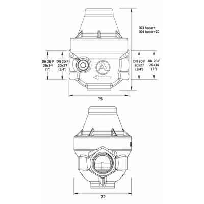 Isobar water pressure reducer FF 3/4 composite cover ISO20FCC  - ITRON : ISO20FCCMG