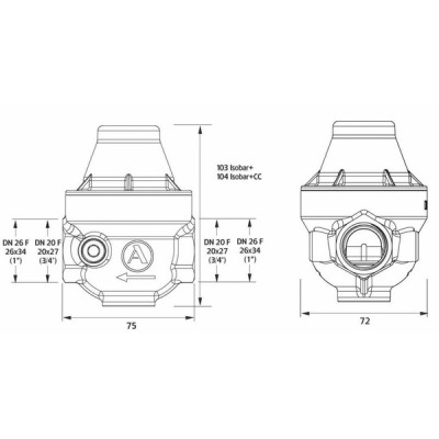 Réducteur ISOBAR FF3/4" capot laiton ISO20F  - ITRON