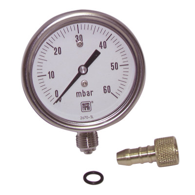Manometer 0 60 mbars ø63mm m1/4"no protection