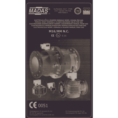 Électrovanne gaz M16 RM NF 500mb FF1/2" 230Vac - MADAS : CO02C 008