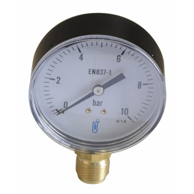 Water & air pressure gauge 0/10 bar ø80mm