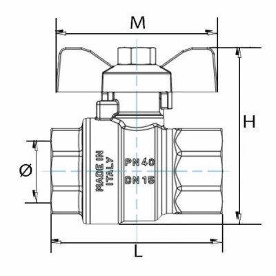 Ball valve MF butterfly handle 1/2"- DIFF - 110036