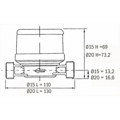 Cold water sub-meter 20/27 - ITRON : 6UKB15Y110BR50LCBXN_FR
