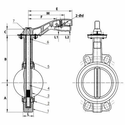Vanne papillon à oreilles de centrage fonte DN200- DIFF - 110173