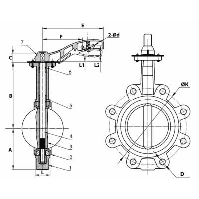 Vanne papillon à oreilles taraudées fonte DN200 - DIFF